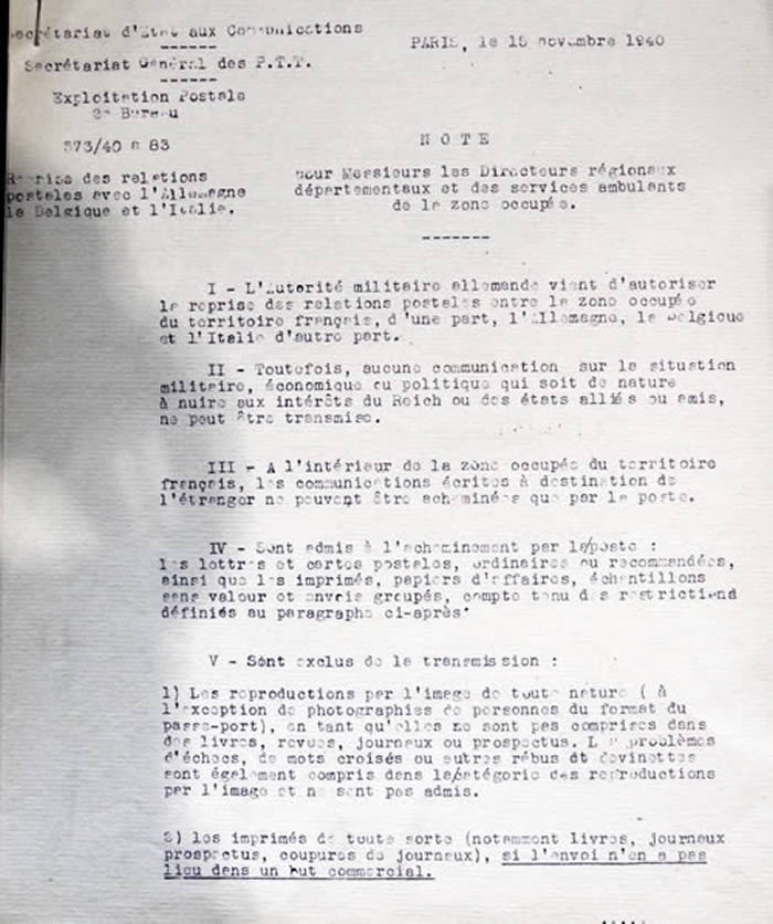 reprise des relations postales ZO Alsace-Moselle