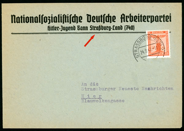Lettre de service des Jeunesses hitlériennes à Strasbourg 1942