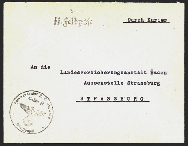 Lettre de la kommandatur de Natzweiler  passée par la SS Feldpost