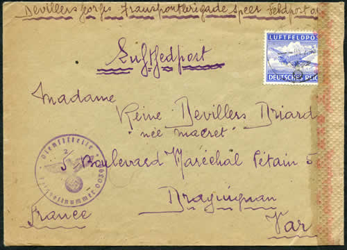 Lettre de la Brigade Speer par avion