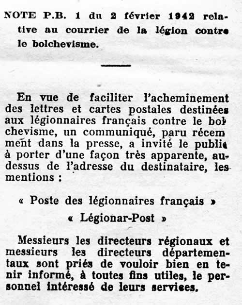 Adresse des Légionnaires