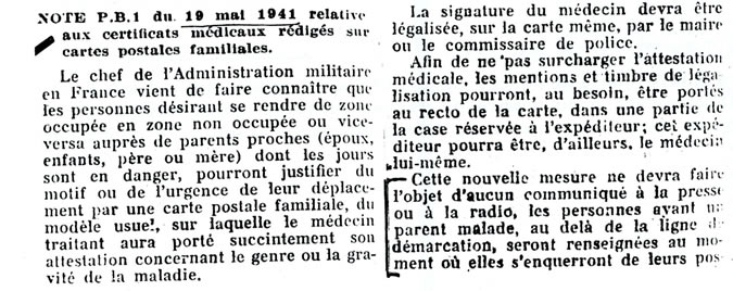 Possibilité secrète d'envoyer des certicats médicaux de part et d'autres de la ligne de démarcation