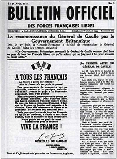 Bulletin No1 des Forces Françaises Libres