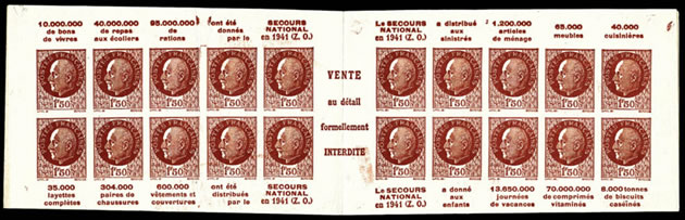 Carnet non dentelé accidentel du Secours National