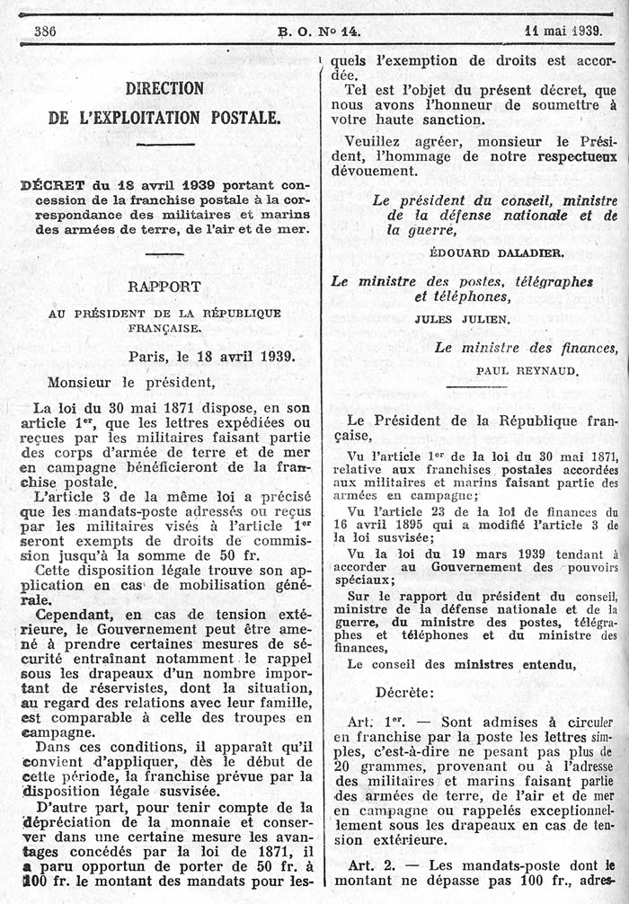 décret avril 1939