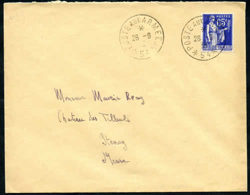 Lettre oblitérée lors de la mobilisation de septembre 1938