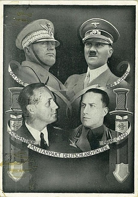 Hitler Mussolini Ribbentrop et Ciano