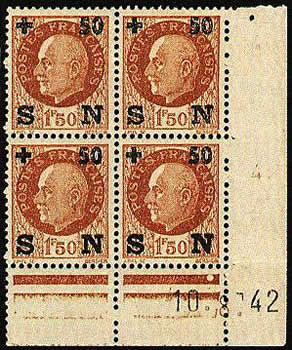 Surcharge SN sur 1F50 brun