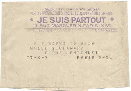bande de journal "je suis Partout"