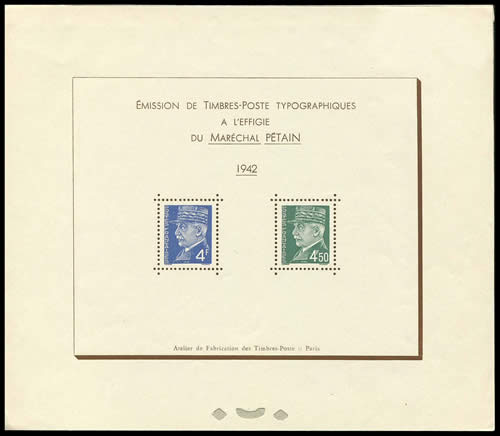 Bloc timbres Pétain 4F50 et 4F typo