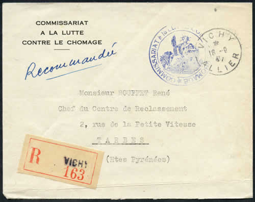 Lettre du Commissariat avec déesse Republique