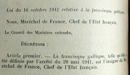 Décret Pétain sur la francisque