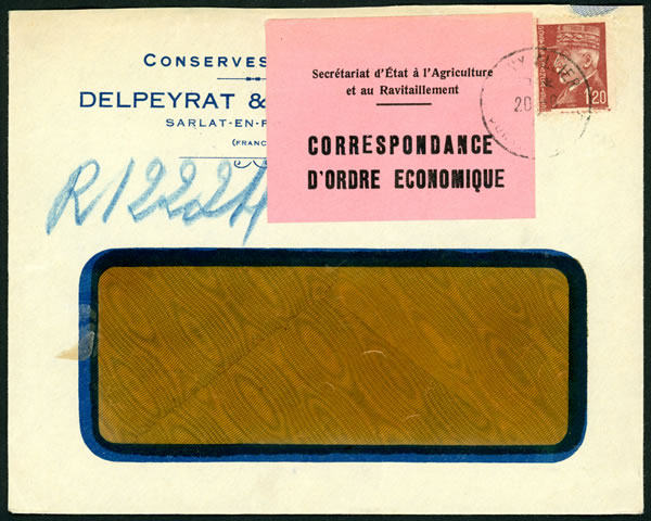 Bandes d'étiquettes de courrier d'affranchissement vintage enregistré de 4.  -  France