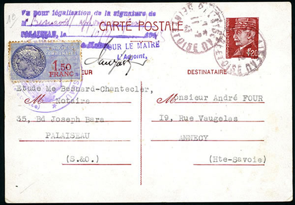 Carte interzone d'un notaire dont la signature a été légalisés