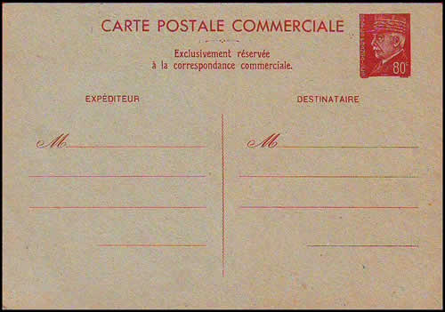 Carte interzone Commerciale à 80c