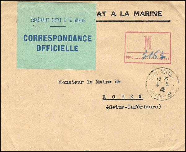 Lettre officielle interzones de la Marine
