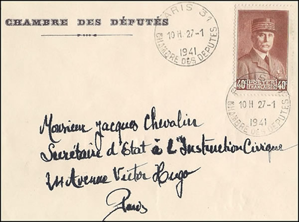 Cachet Chambre des députés 1942