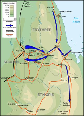 Carte de la campagne d'Erythrée