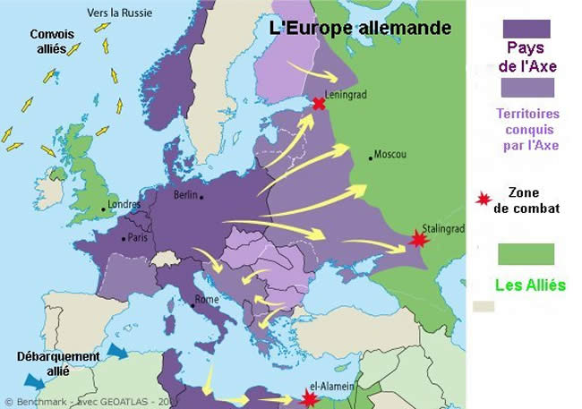 Carte de l'Europe en novembre 1942