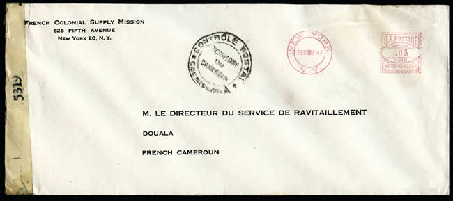 Lettre de la French supply Mission à New York pour le Cameroun