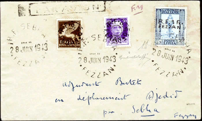 Les Trois timbres sur lettre