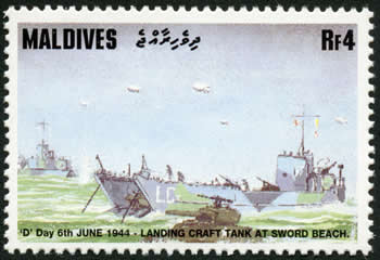 Timbre des Maldives consacré à Sword Beach