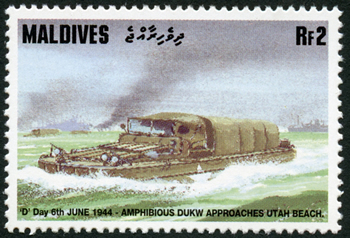 Timbre des Maldives consacré à Utah Beach