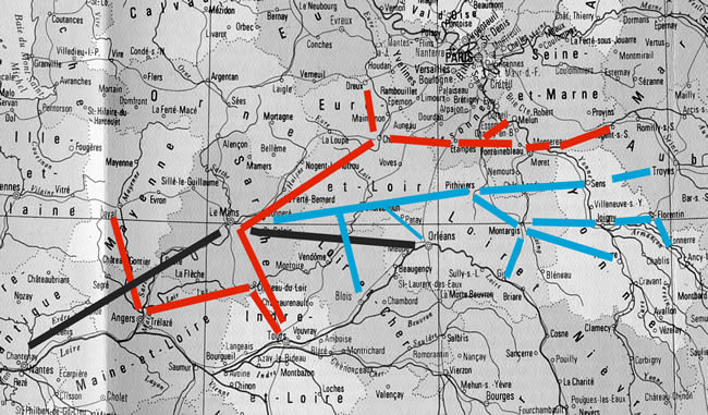 Itinéraire de la 3rd US Army au Nord de la Loire