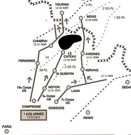 Itinéraire de la First US Army de la Seine à la frontière belge