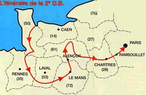 itinéraire de la 2ème DB