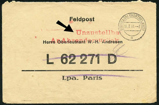 Lettre allemande refoulée