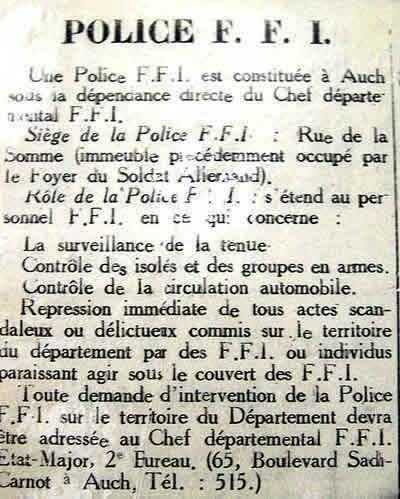Police F.F.I. à Auch