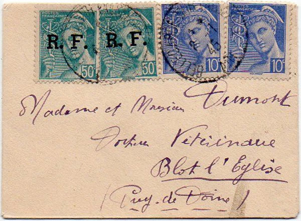Timbres surchargés de Lyon utilisés dans l'Ain