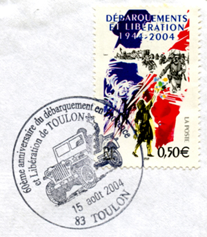 oblitération temporaire du 60ème anniversaire à Toulon
