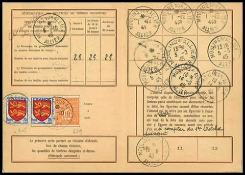 10F orgnge Arc de triomphe sur cartes d'abonnement
