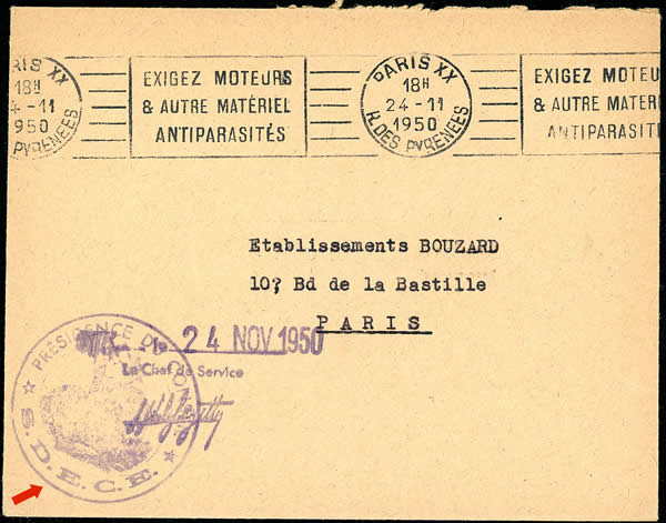 Lettre en franchise du SDECE