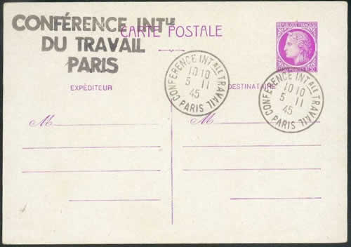 Griffe de la Conférence Internationale du Travail 1945