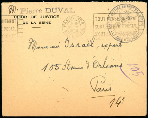 Lettre de la Cour de Justice de la Seine 1948