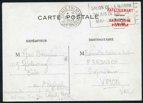 Entier carte postale du rapatriement oblitéré