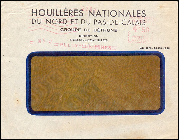 Lettre à entête des Houillères Nationales 1946