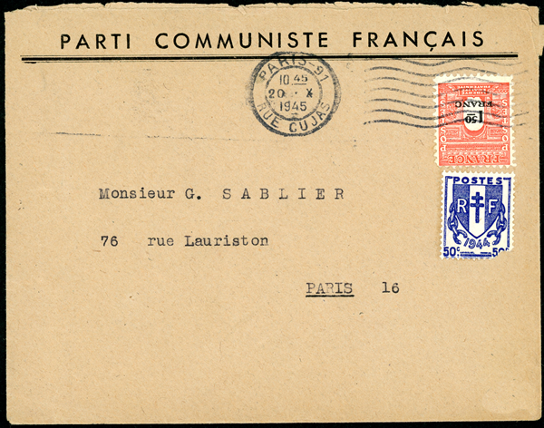 Lettre à entête imprimé du PCF