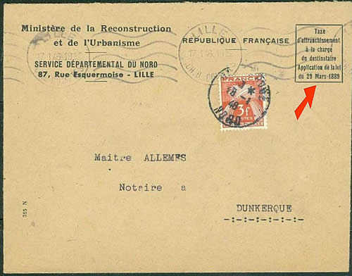 Reconstruction taxe à charge du destinataire