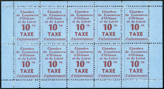 Bloc de 10 du timbre 10G Orléans