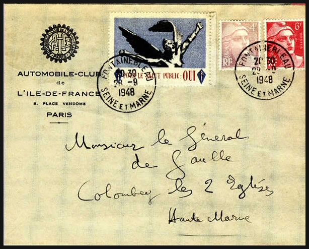 Vignette de Gaulle sur lettre