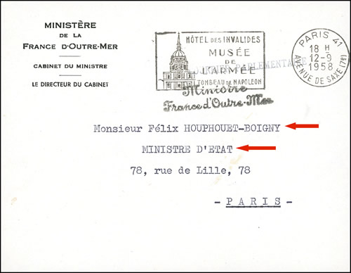 Houphouet-Boigny Ministre d'Etat