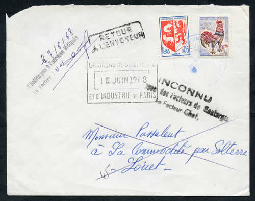 lettre pour le Loiret via Paris