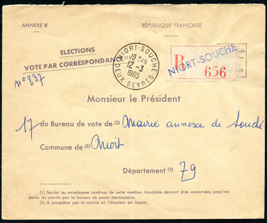 Vote par correspondance municipales 1965