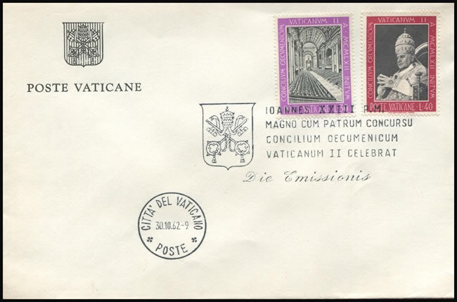 FDC Timbres Vatican II 1962