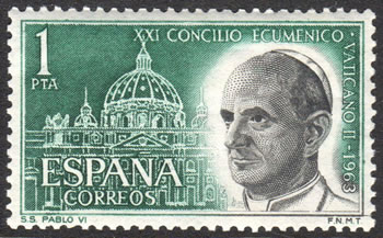 Paul VI et Vatican II timbre d'Espagne