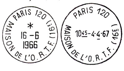 Timbres à date de la maison de l'ORTF